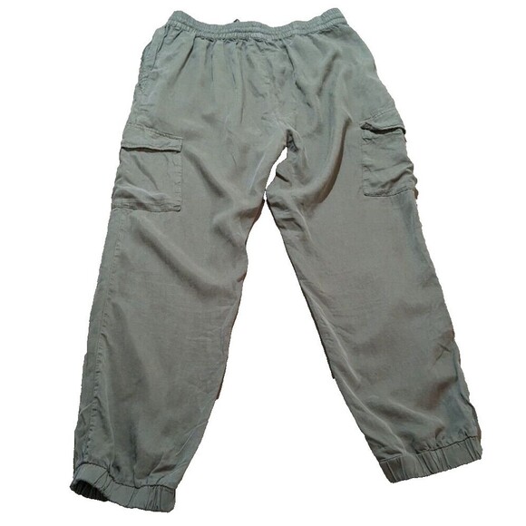Love Tree Women's Tencel Pants Cargo Joggers Green Drawstring Pull On Size L - Picture 2 of 9
